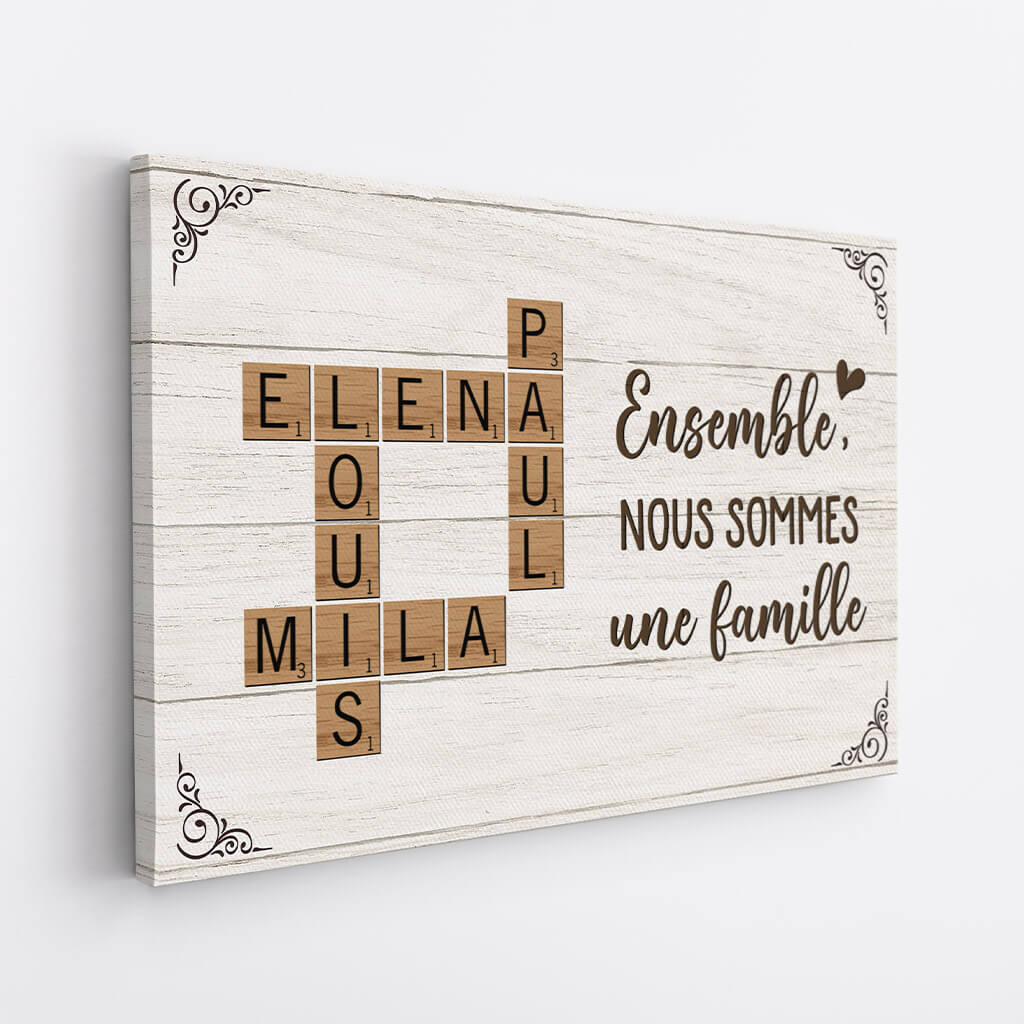 cadre Nous Formons Une Famille - Toile Famille Personnalisable avec les prenoms de votre famille