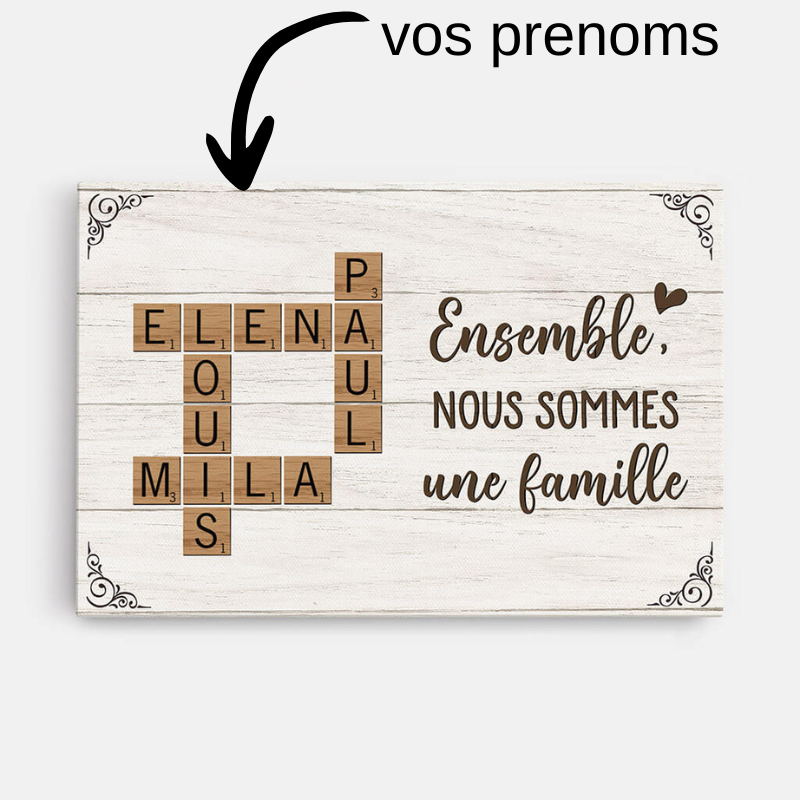 cadre Nous Formons Une Famille - Toile Famille Personnalisable avec les prenoms de votre famille